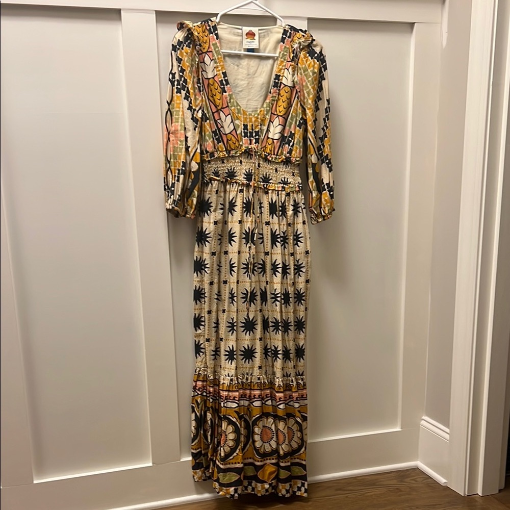 Farm Rio anthropology dress Bohemian Floral Maxi Dress